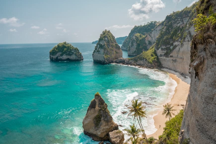 Tropical beach with rock formations